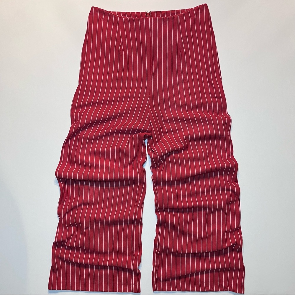 Miramar By Sirena Striped Red & White Cropped Flowy Pants Capris Women's Small - Picture 3 of 5